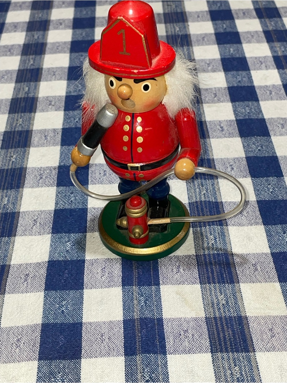 Small German, Wooden Firefighter Smoker Figurine